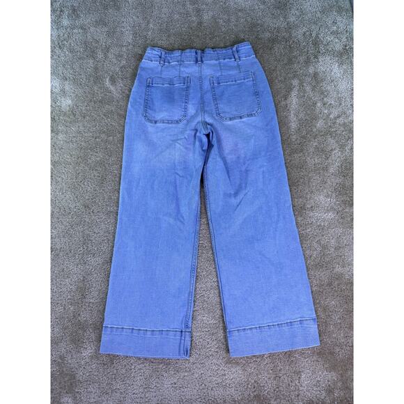 Bagatelle Collection Jeans Womens Size 30 Wide Leg Crop Denim Patch Pockets E141 - Picture 4 of 13